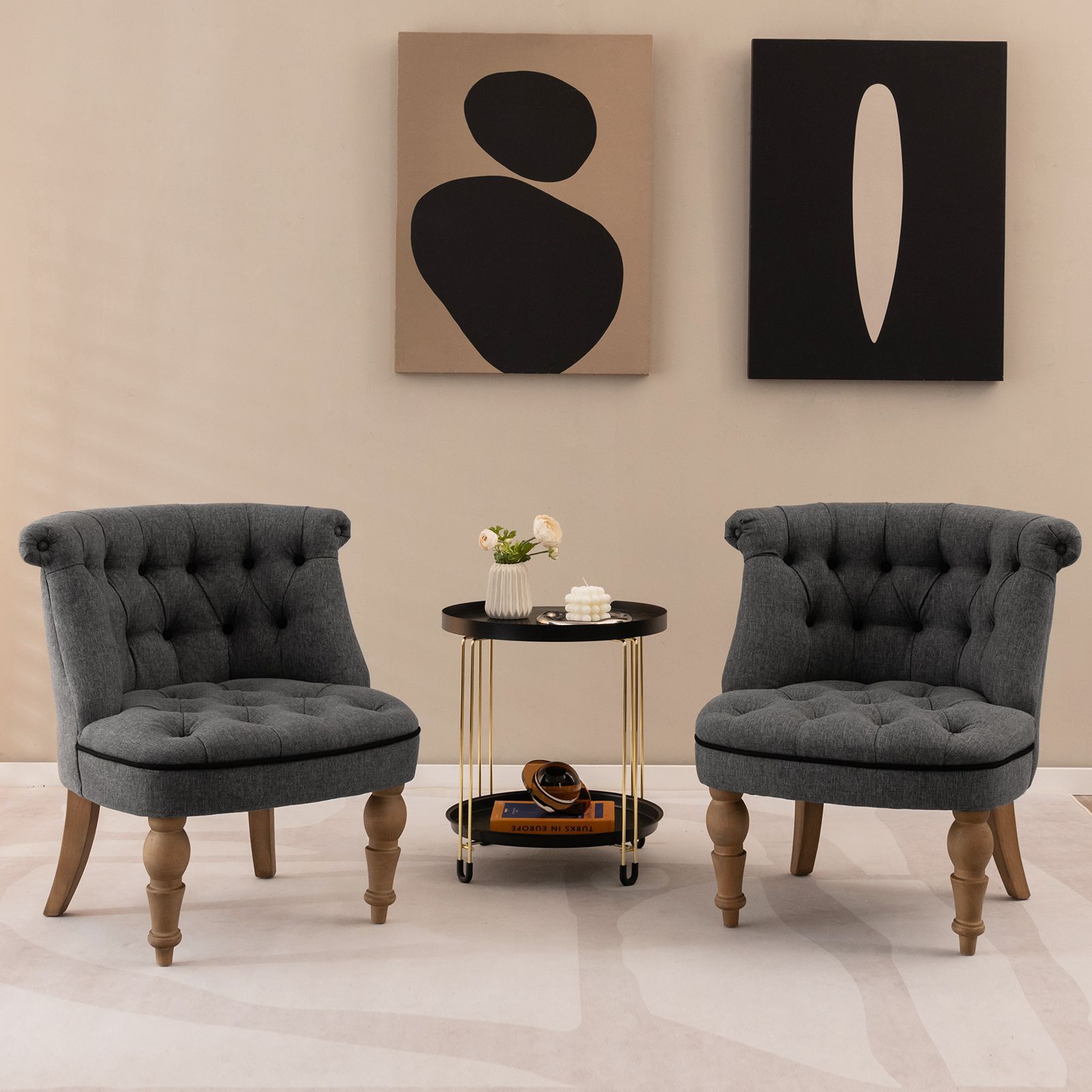 Upholstered Accent Chair Set of 2 for Living Room Bedroom and Office